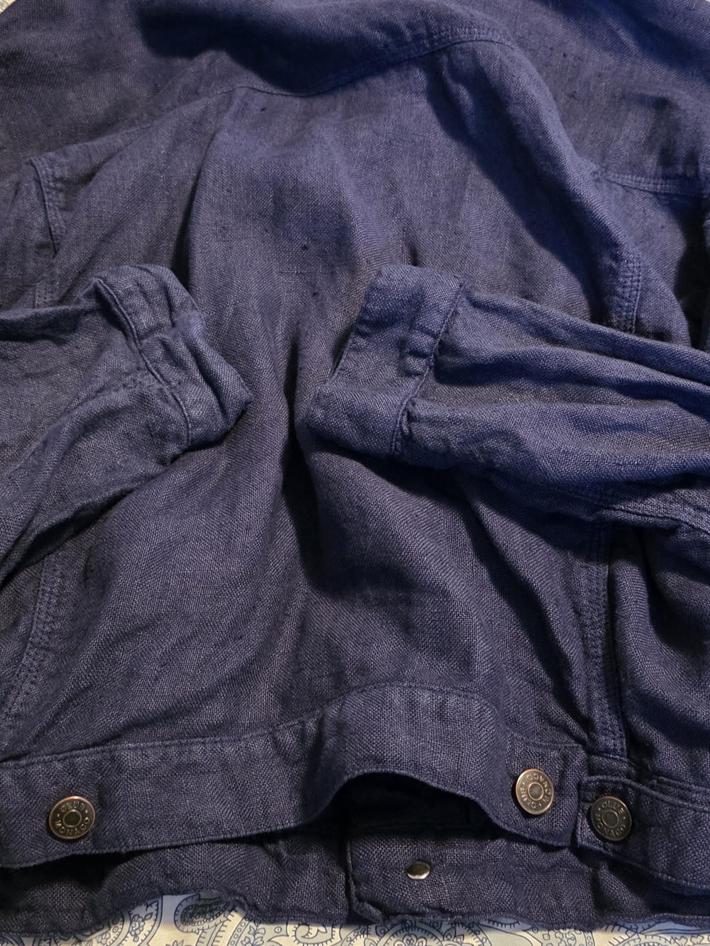 4/$67 Deal! Club Monaco Vintage Navy Blue Button-Front Bomber Jacket - Picture 12 of 12